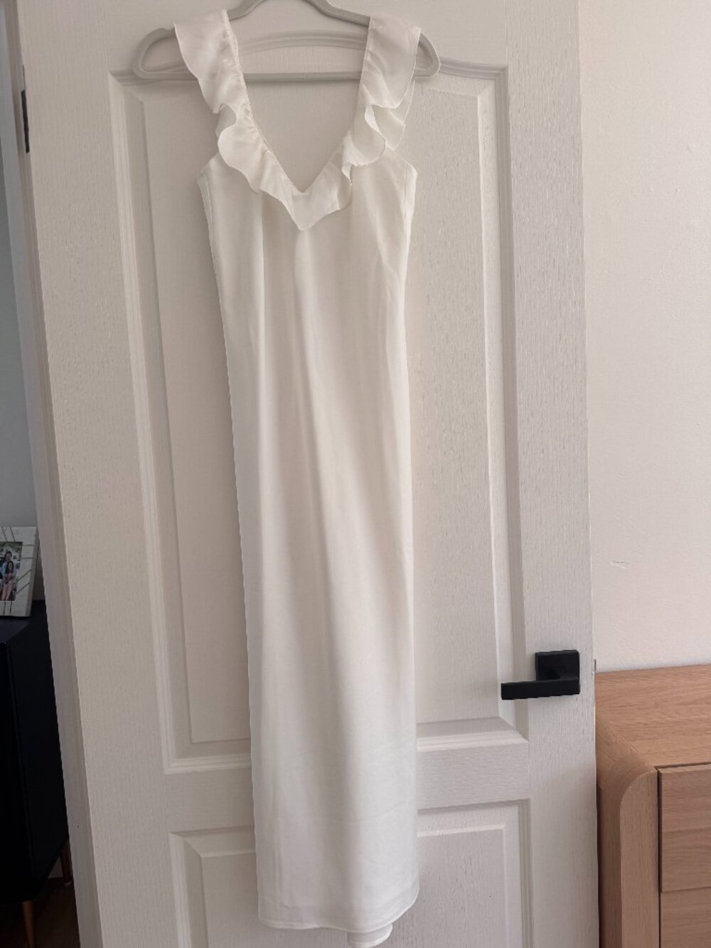 Show Me Your Mumu Serene Slip Dress White Ruffle Maxi XXS